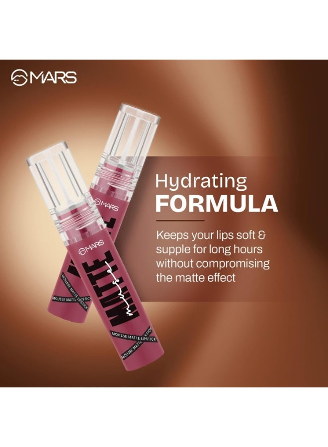 MARS Matte Muse Mousse Lipstick (3ml) (17-GLAM GODDESS) with Doe-Foot Applicator | Highly Pigmented | Smooth Texture | Hydrating Formula | Blurry Lips Effect - Image 3